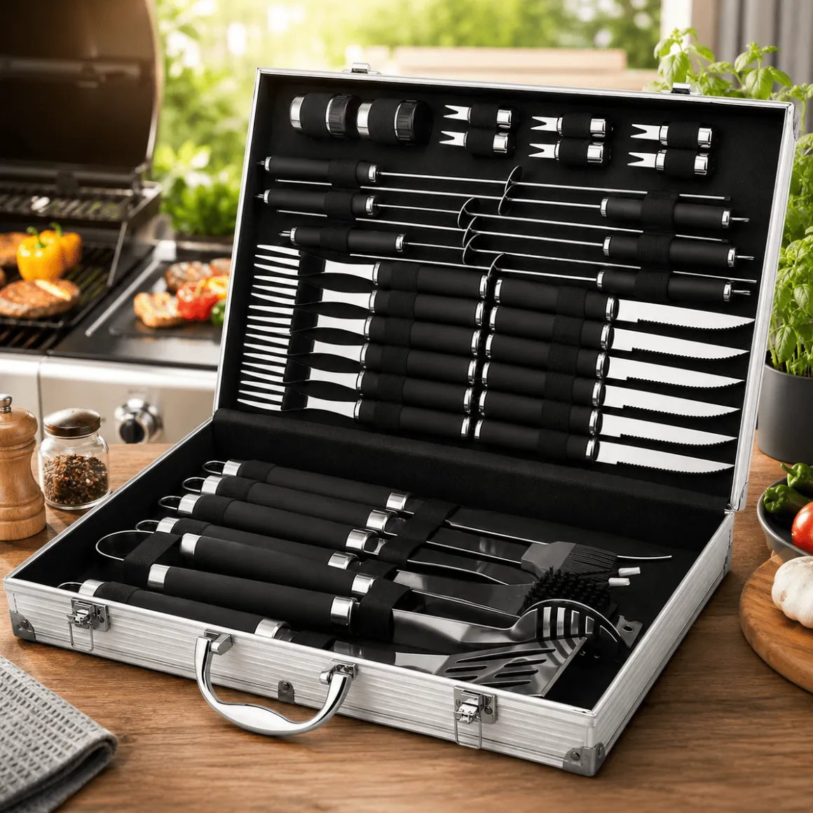 33-Piece BBQ Tool Set with Stainless Steel Case