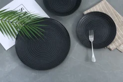 12 Piece Black Dinnerware Set