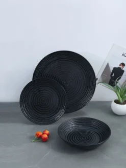 12 Piece Black Dinnerware Set