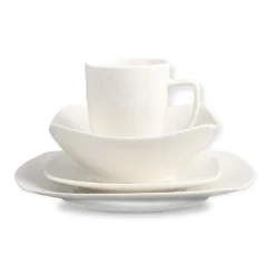 16-Piece Square-Shaped White Dinnerware Set
