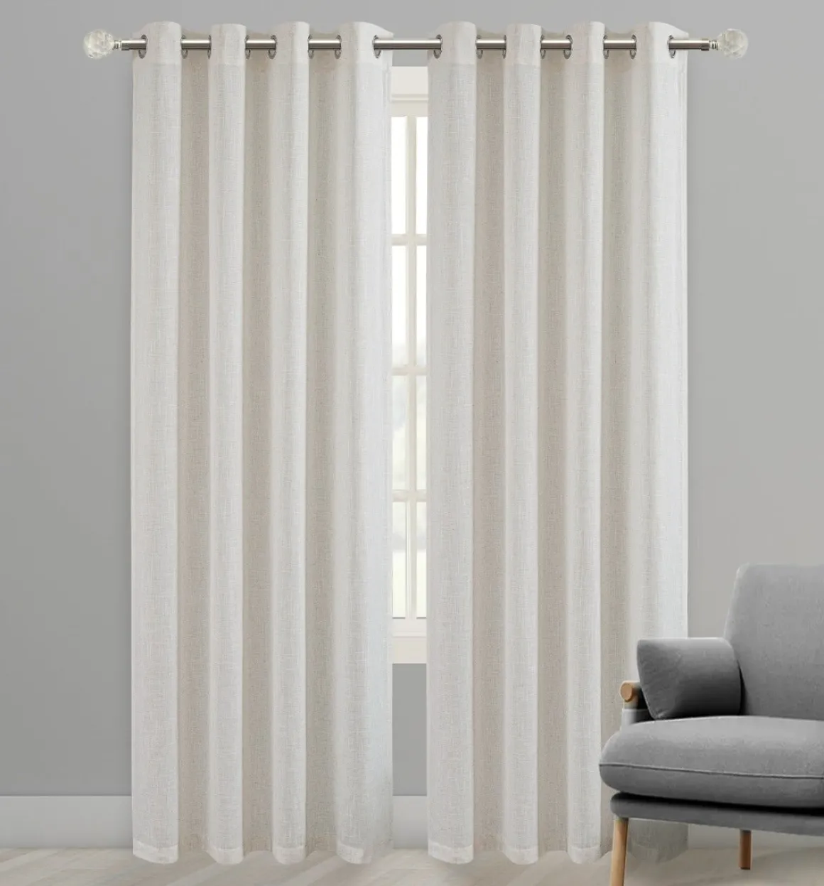 2pk Panels 52x84 Faux Linen Oatmeal