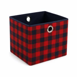 Plaid Fabric Square Basket 30*30*26.5
