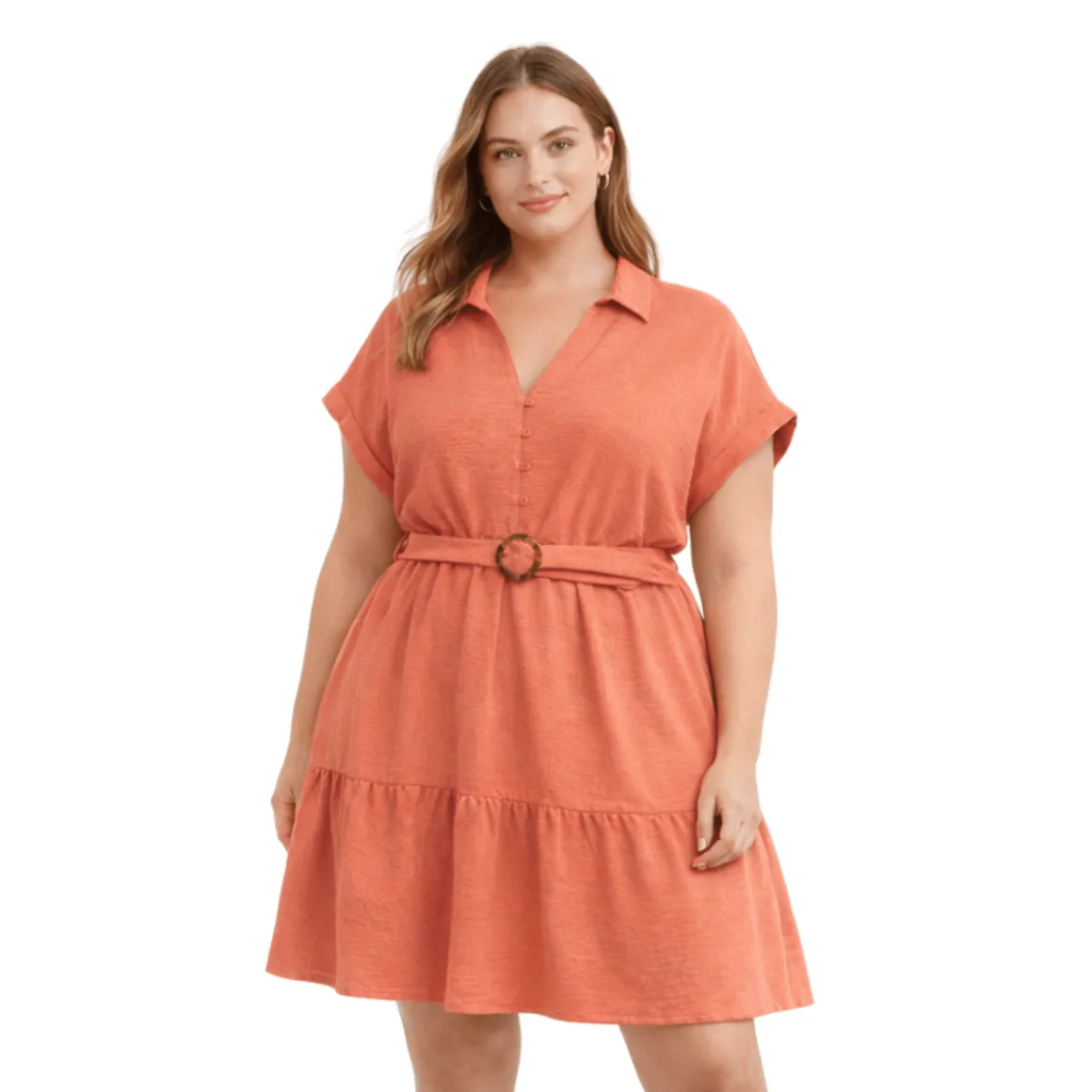 Plus Size Belted Shirt Dress