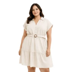 Plus Size Belted Shirt Dress