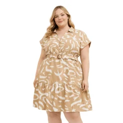 Plus Size Belted Shirt Dress