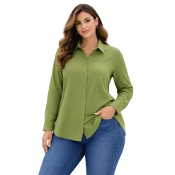 Plus Size Long Sleeve Button-Up Shirt