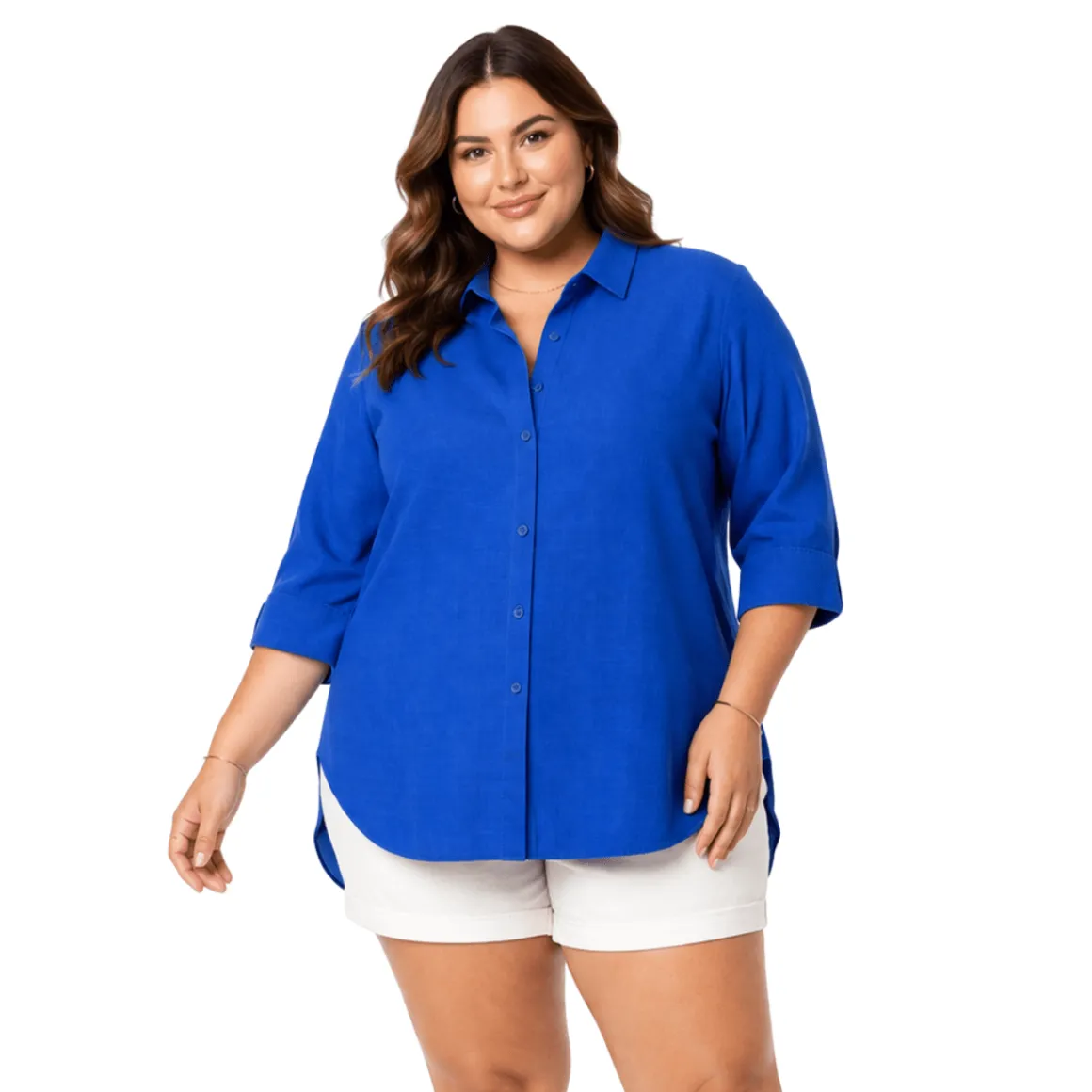 Plus Size Long Sleeve Button-Up Shirt