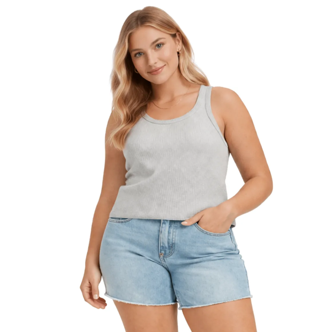Plus Size Ribbed Sleeveless Tank Top
