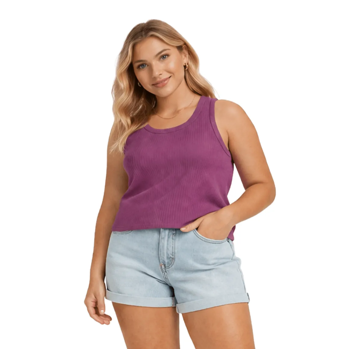 Plus Size Ribbed Sleeveless Tank Top