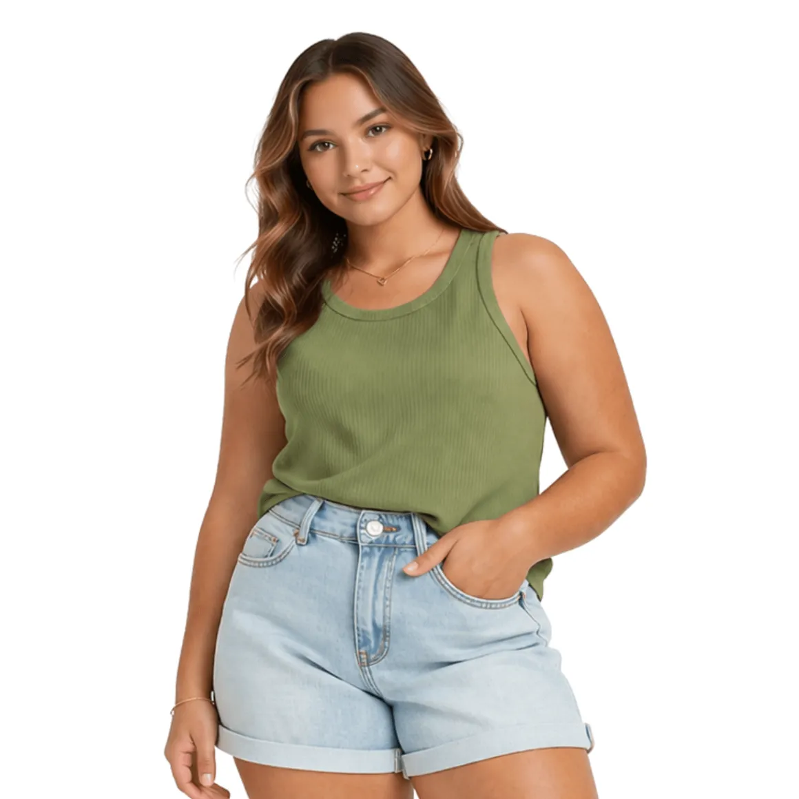 Plus Size Ribbed Sleeveless Tank Top