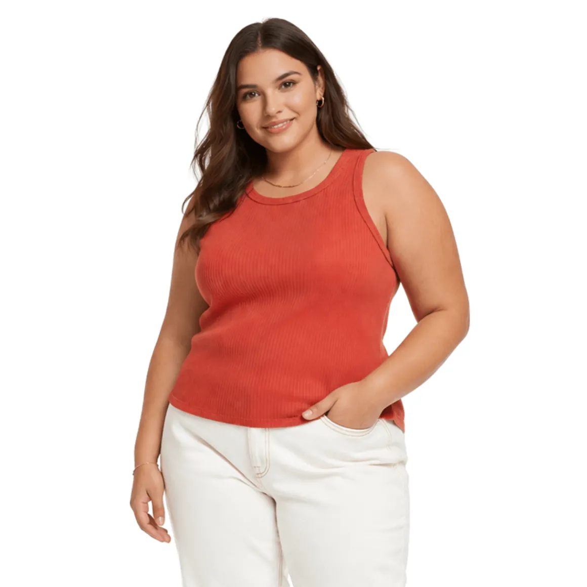 Plus Size Ribbed Sleeveless Tank Top