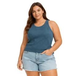 Plus Size Ribbed Sleeveless Tank Top