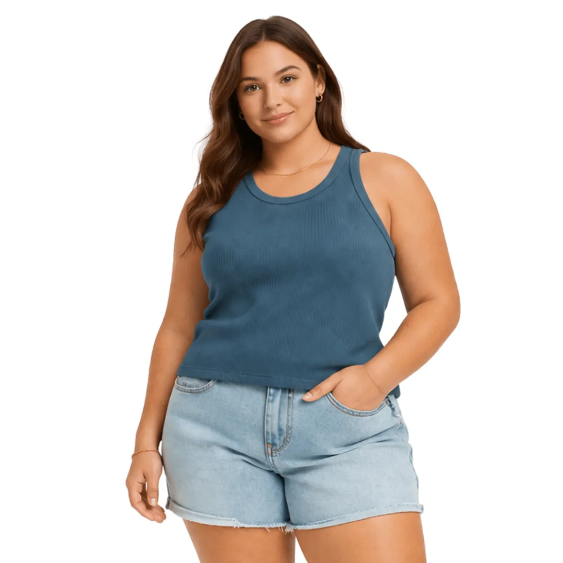 Plus Size Ribbed Sleeveless Tank Top