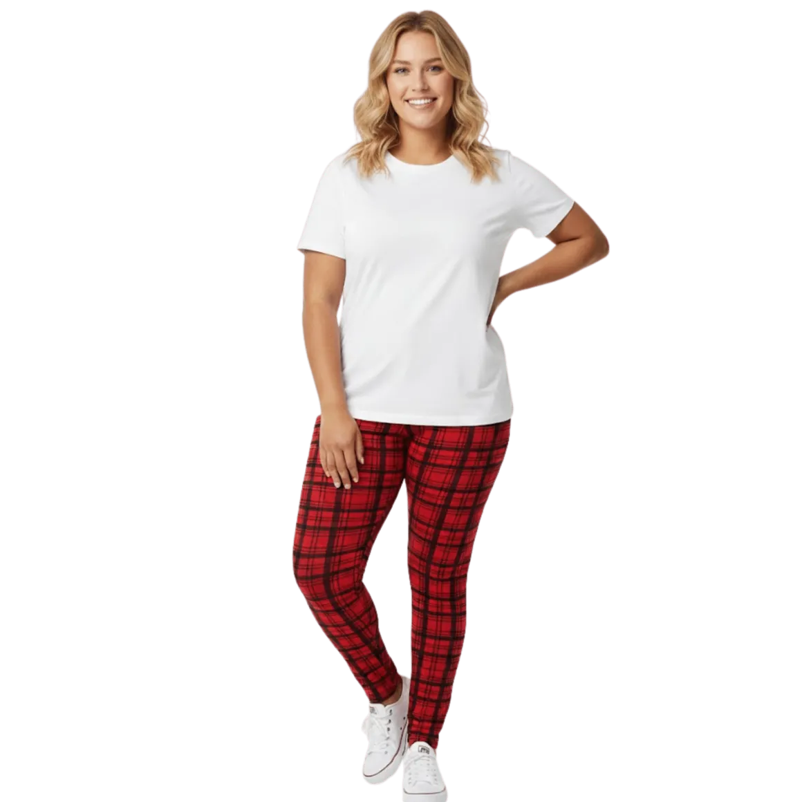 Plus-Size Soft Stretch Plaid Leggings
