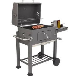 Portable BBQ Charcoal Grill with Foldable Side Shelf