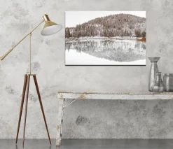 Printed Canvas 60 x 90 cm | Winter Lake with Mountain