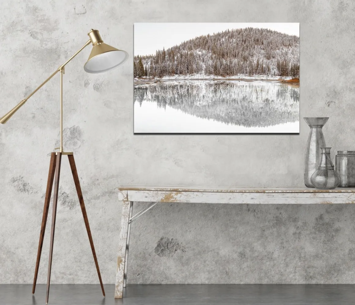 Printed Canvas 60 x 90 cm | Winter Lake with Mountain