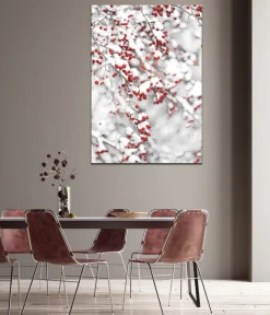 Printed Canvas 70 x 100 cm | Winter Tree with Red Leaves