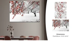 Printed Canvas 70 x 100 cm | Winter Tree with Red Leaves