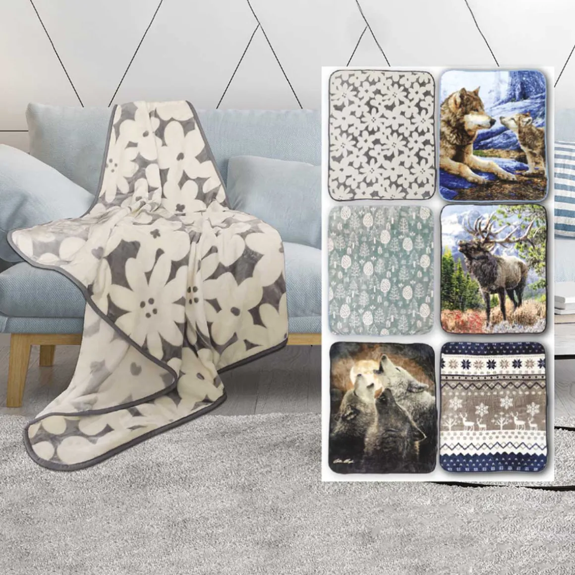 Printed Mink Throw