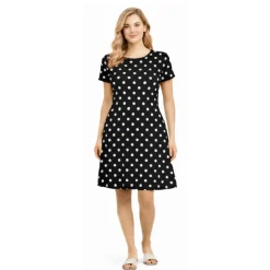 Printed Short Sleeve Fit & Flare Dress