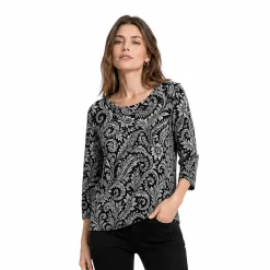 Printed 3/4 Sleeve Knit Top