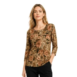 Printed 3/4 Sleeve Knit Top
