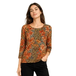 Printed 3/4 Sleeve Knit Top