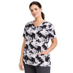 Printed V-Neck Scrub Top