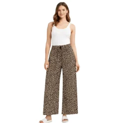 Printed Wide-Leg Tie-Waist Pants