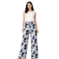 Printed Wide-Leg Tie-Waist Pants