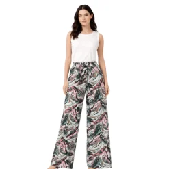 Printed Wide-Leg Tie-Waist Pants