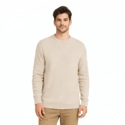 Ribbed Crew Neck Knit Sweater