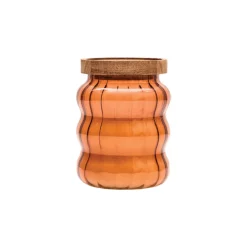 Ribbed Glass Scented Candle with Wooden Lid