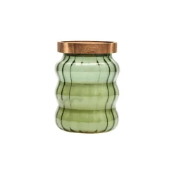 Ribbed Glass Scented Candle with Wooden Lid