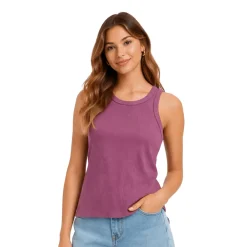 Ribbed High-Neck Sleeveless Tank Top