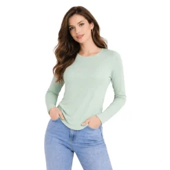 Ribbed Long Sleeve Crew Neck Top