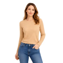 Ribbed Long Sleeve Crew Neck Top