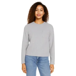 Ribbed Long-Sleeve Crewneck Top