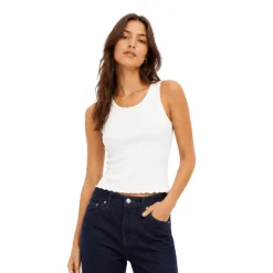 Ribbed Scalloped Hem Tank Top