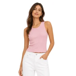 Ribbed Scalloped Hem Tank Top