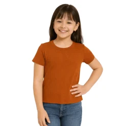 Ribbed Short Sleeve T-Shirt with Lettuce Trim