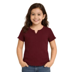 Ribbed Short Sleeve T-Shirt with Lettuce Trim