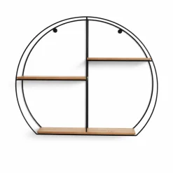 Round Wall Shelf – Metal & MDF Decorative Storage Unit