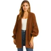 Rust Textured Knit Open-Front Cardigan