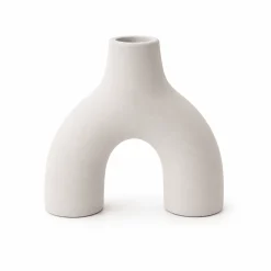 Sculptural Arch Ceramic Vase – 9 in White