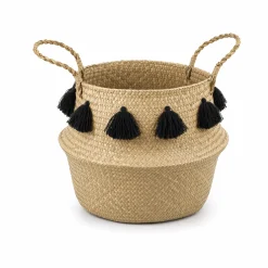 Seagrass Basket with Black Tassels