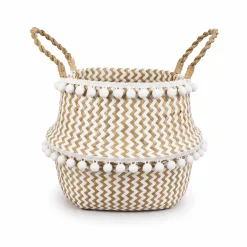 Seagrass Basket with pompoms
