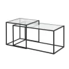 Set 2 Coffee Tables Adomo Glass & Metal Frame