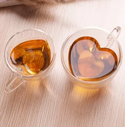Set of 2 Double Wall Heart Coffee Mug